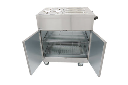 Parry Mobile Bain Marie Hot Cupboard 1887 with open doors