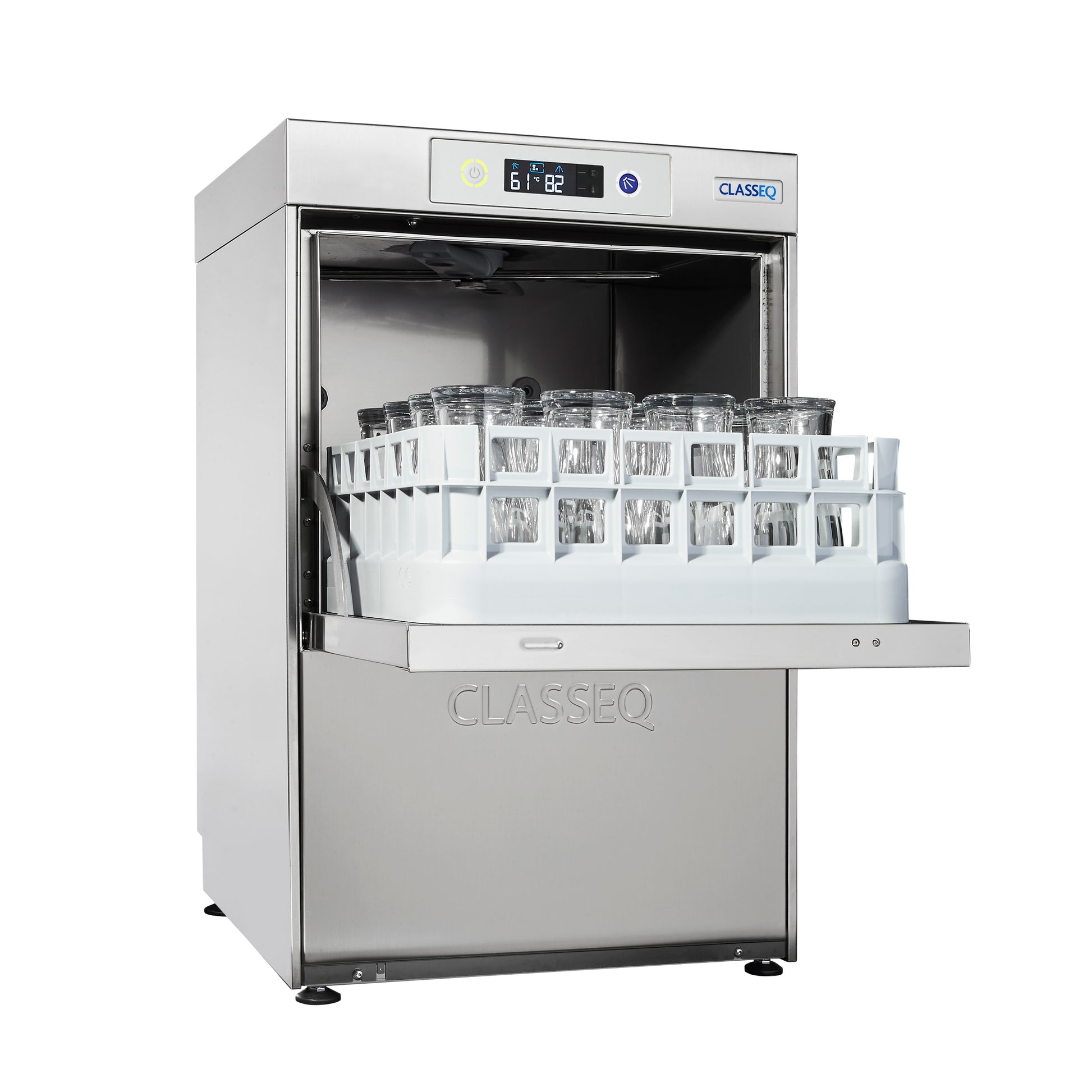 Classeq Undercounter Glasswasher G400DUO with rack ready to unload