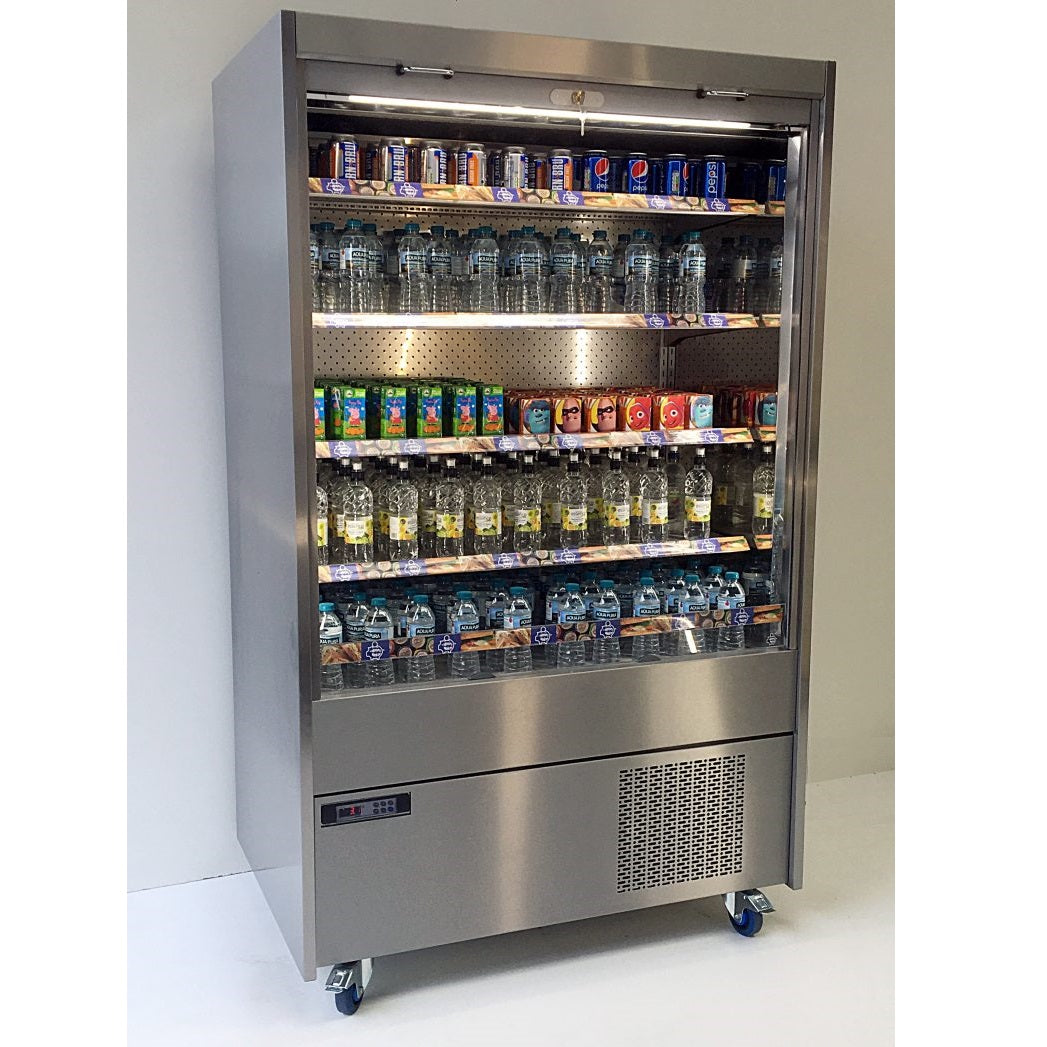 Moneymaker Refrigerated merchandisers with night blind open