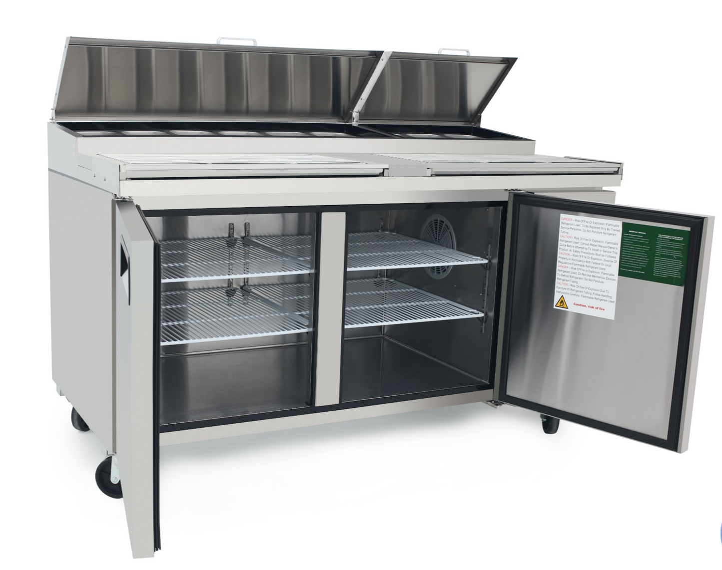 Atosa Refrigerated Prep Unit MPF8202GR with open doors