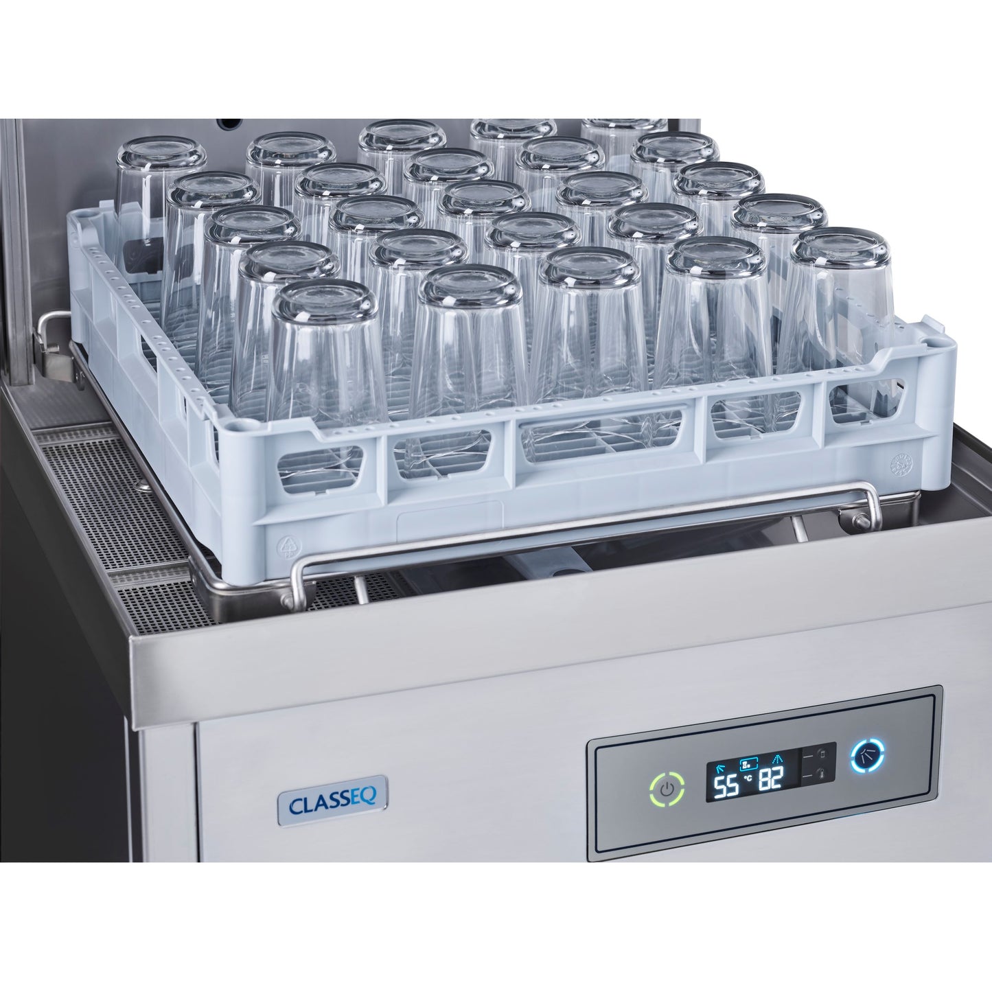 Classeq Hood Type Dishwasher P500A glass rack close up 