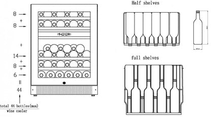 Vestfrost Bottle Cooler WFG45 capacity diagram