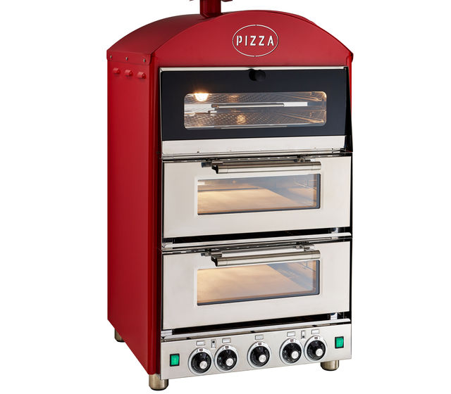 King Edward Double Deck Pizza Oven with warmer PK2W in Red