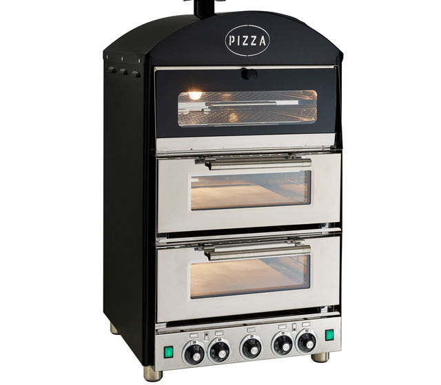 King Edward Double Deck Pizza Oven with warmer PK2W in Black