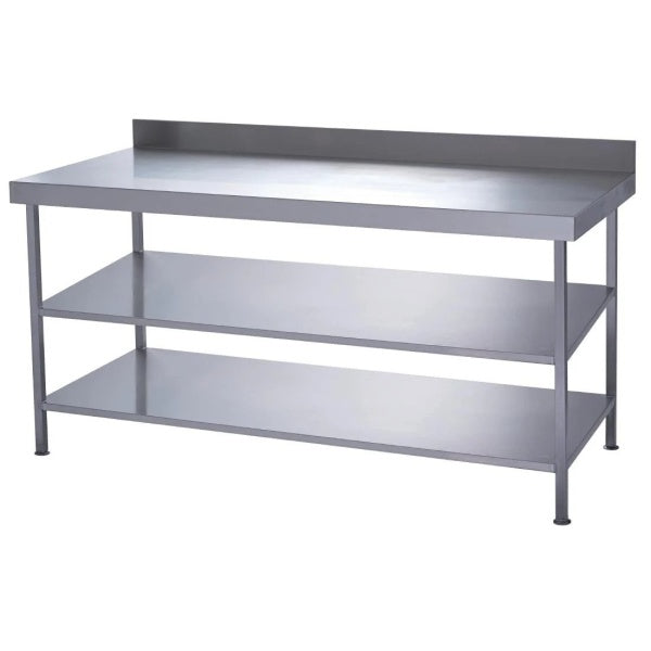 Stainless Steel Wall Bench with two undershelves